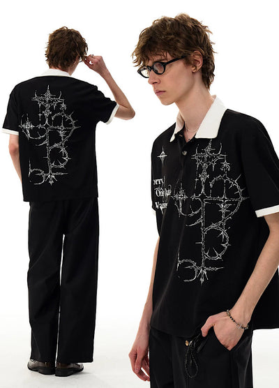 【MR nearly】Monotone Starlight Mode Casual Style Short Sleeve Polo Shirt  MR0164