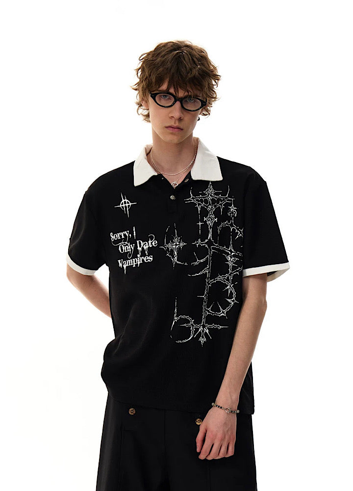 【MR nearly】Monotone Starlight Mode Casual Style Short Sleeve Polo Shirt  MR0164