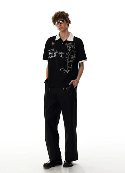 【MR nearly】Monotone Starlight Mode Casual Style Short Sleeve Polo Shirt  MR0164