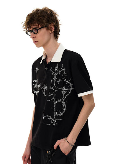 【MR nearly】Monotone Starlight Mode Casual Style Short Sleeve Polo Shirt  MR0164