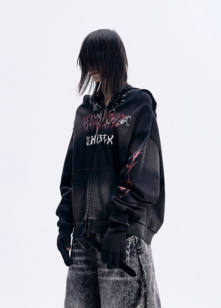 【People Style】Full-zip Dark Devil Street Design Hoodie  PS0063