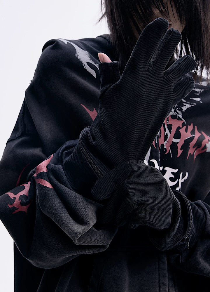【People Style】Full-zip Dark Devil Street Design Hoodie  PS0063