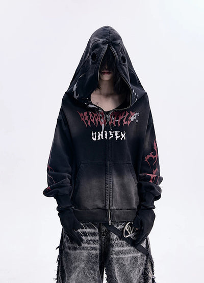 【People Style】Full-zip Dark Devil Street Design Hoodie  PS0063