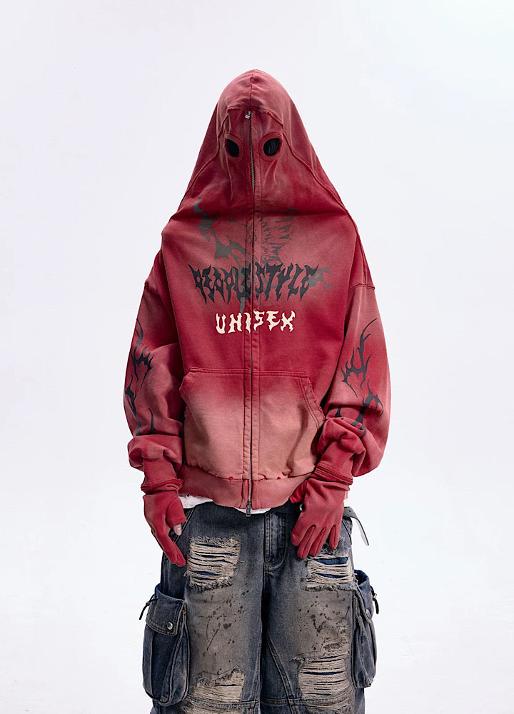 【People Style】Full-zip Dark Devil Street Design Hoodie  PS0063