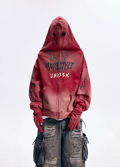 【People Style】Full-zip Dark Devil Street Design Hoodie  PS0063