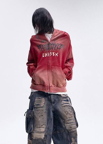 【People Style】Full-zip Dark Devil Street Design Hoodie  PS0063