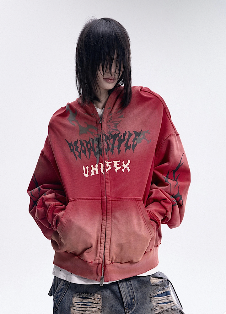 【People Style】Full-zip Dark Devil Street Design Hoodie  PS0063