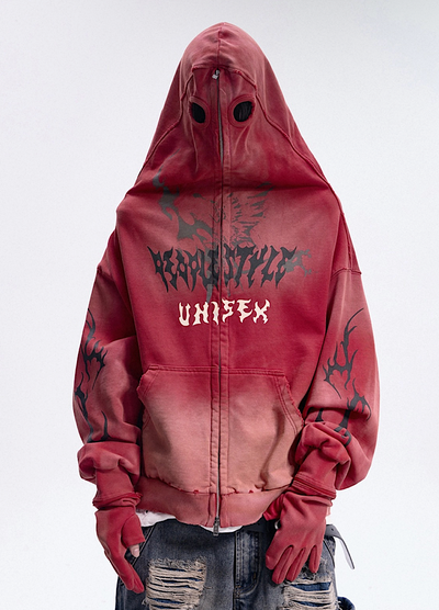 【People Style】Full-zip Dark Devil Street Design Hoodie  PS0063