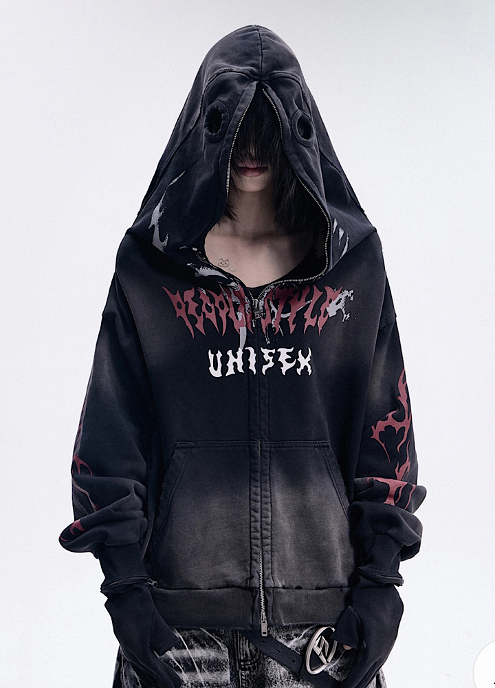 【People Style】Full-zip Dark Devil Street Design Hoodie  PS0063