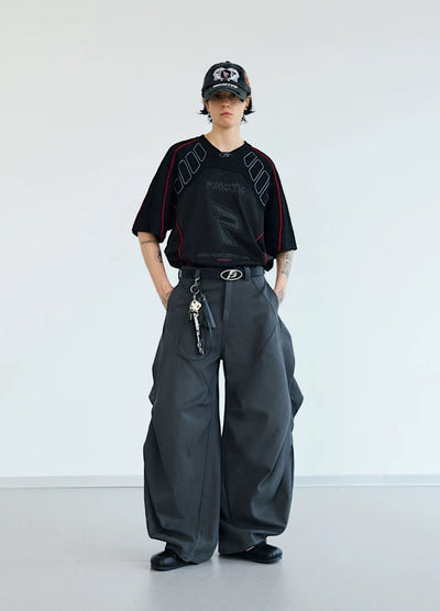 【People Style】Gaming sporty line red color over short sleeve T-shirt  PS0064