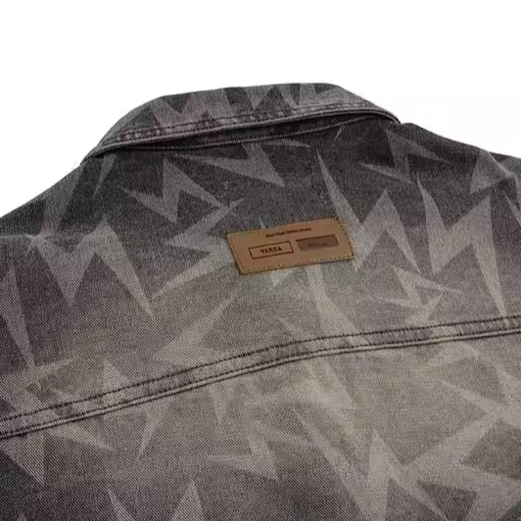 [NIHAOHAO] Jagged design thunder brace denim jacket NH0061