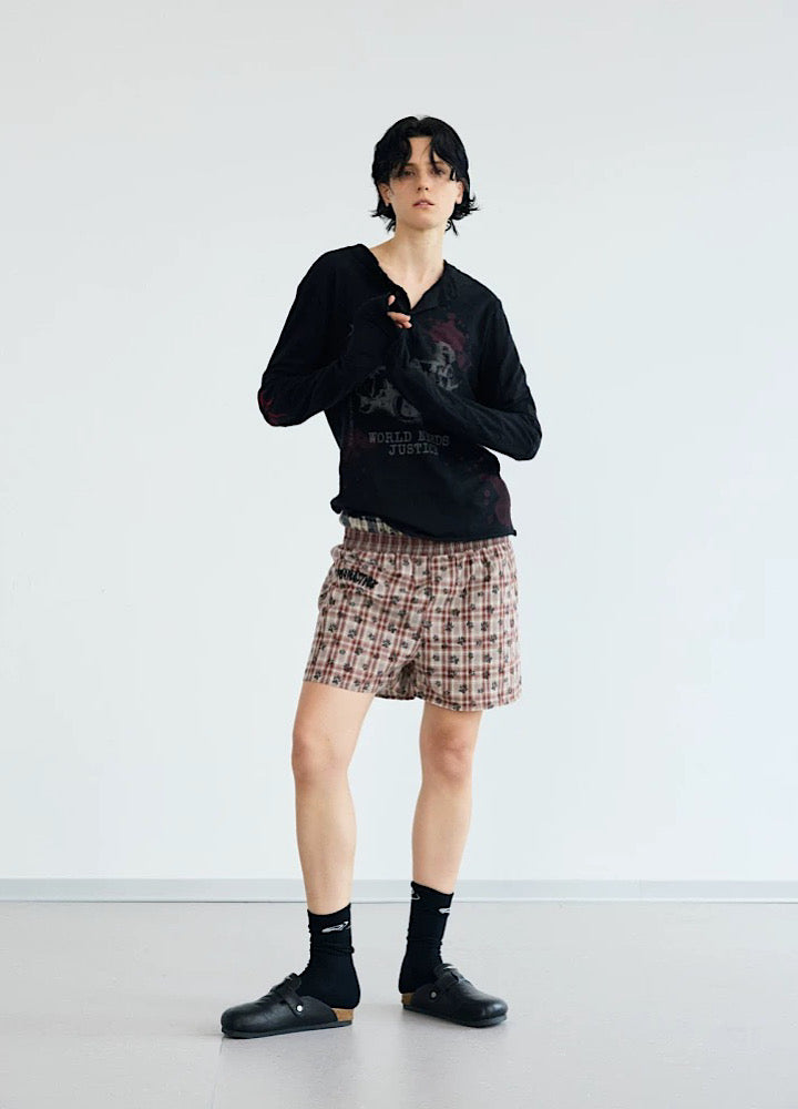 【People Style】Grunge dull illustration design tight size long sleeve T-shirt  PS0065