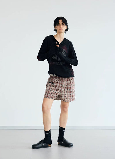 【People Style】Grunge dull illustration design tight size long sleeve T-shirt  PS0065