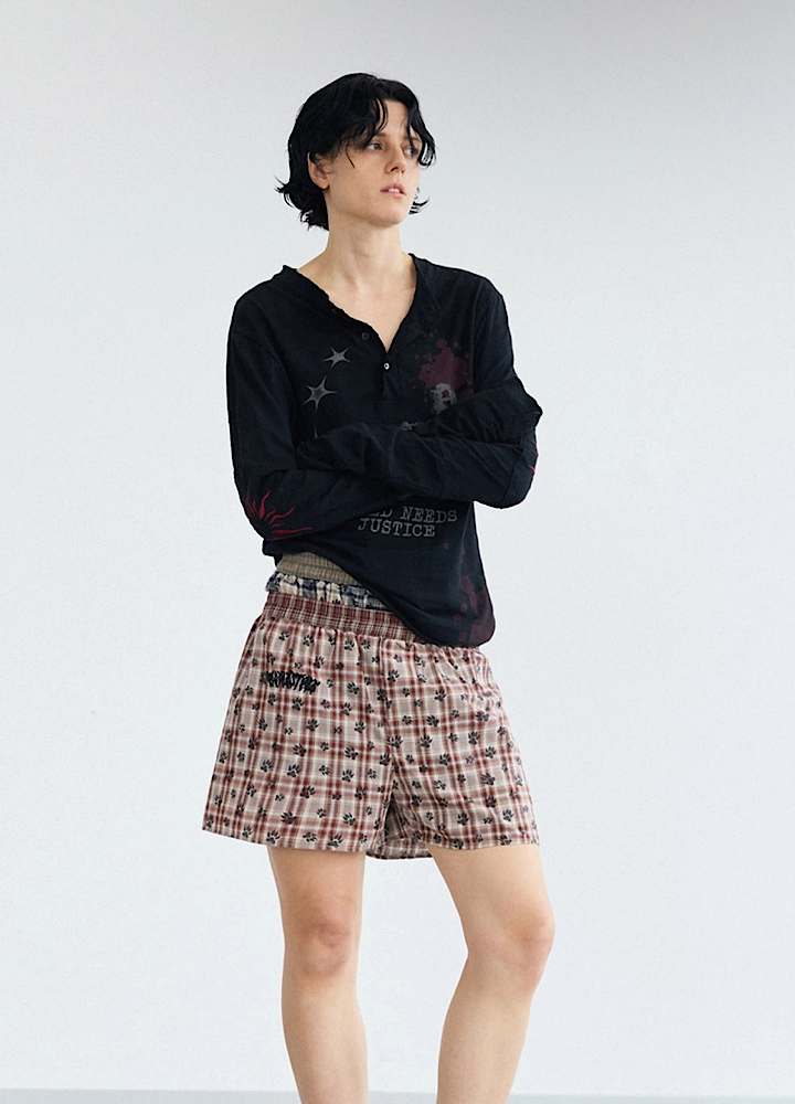 【People Style】Grunge dull illustration design tight size long sleeve T-shirt  PS0065