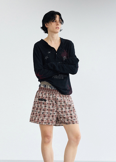 【People Style】Grunge dull illustration design tight size long sleeve T-shirt  PS0065