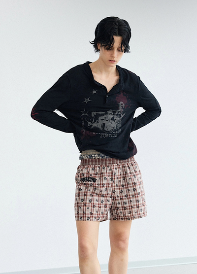 【People Style】Grunge dull illustration design tight size long sleeve T-shirt  PS0065