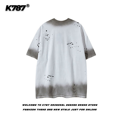 【K787】Front cute character illustration design subculture wash short sleeve T-shirt  KL0007