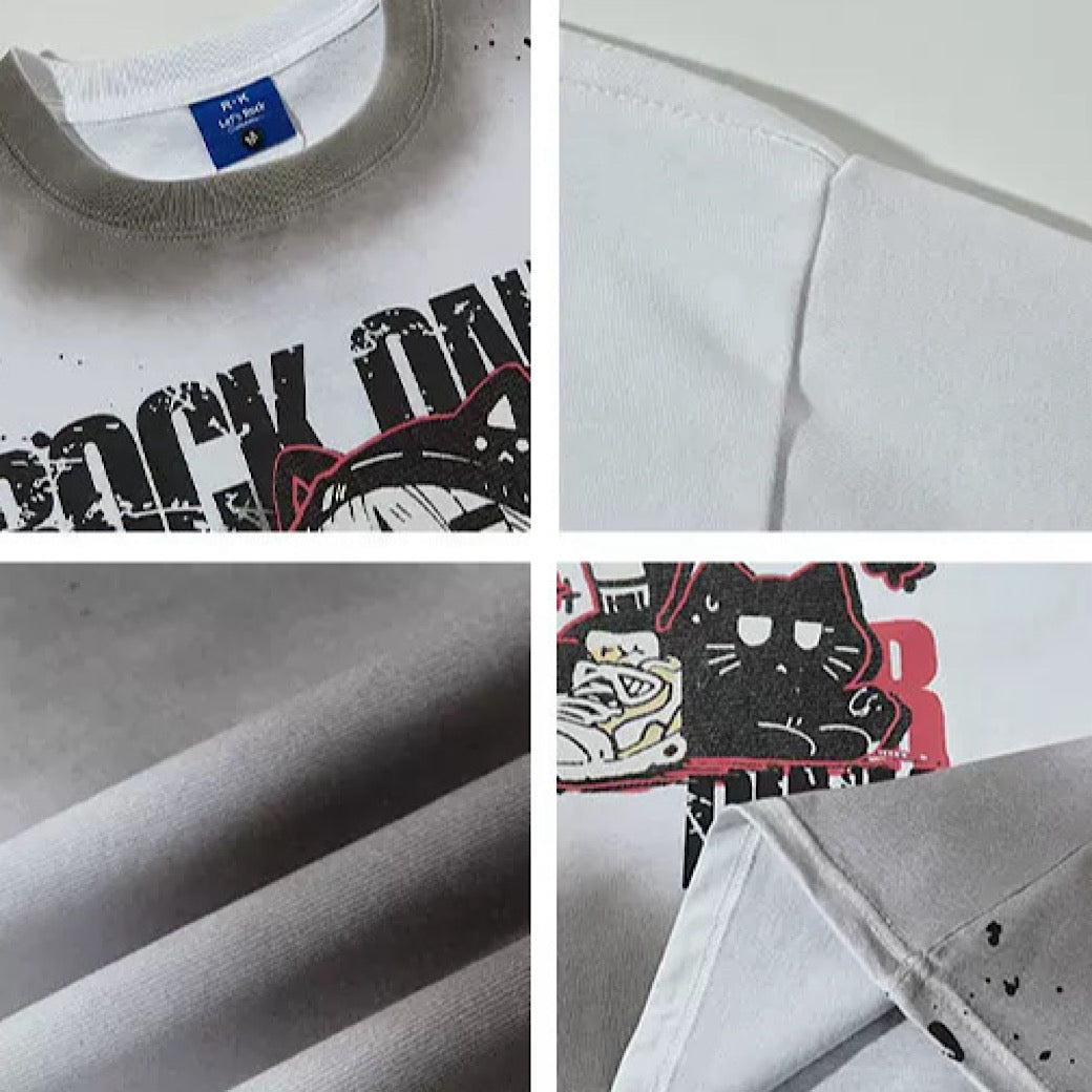 【K787】Front cute character illustration design subculture wash short sleeve T-shirt  KL0007