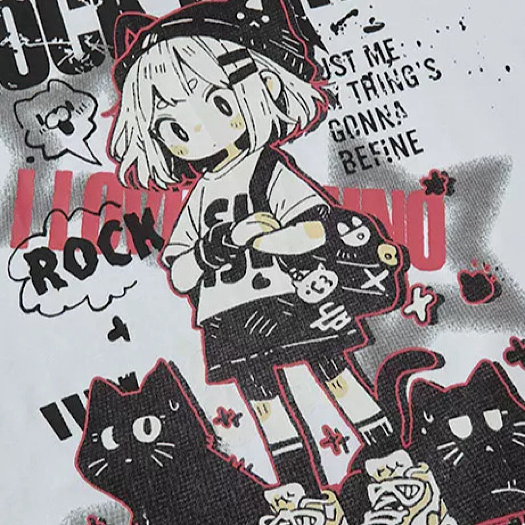 【K787】Front cute character illustration design subculture wash short sleeve T-shirt  KL0007