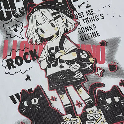 【K787】Front cute character illustration design subculture wash short sleeve T-shirt  KL0007