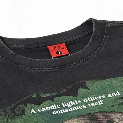 【K787】Subculture Dark Illustration Design Over-Anted Short Sleeve T-Shirt  KL0008
