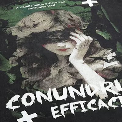 【K787】Subculture Dark Illustration Design Over-Anted Short Sleeve T-Shirt  KL0008