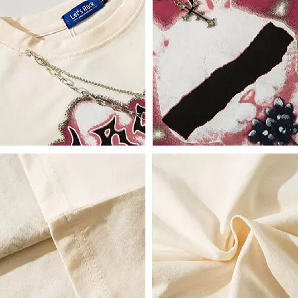 【K787】Rabbit blindfold subculture front design short sleeve T-shirt  KL0009
