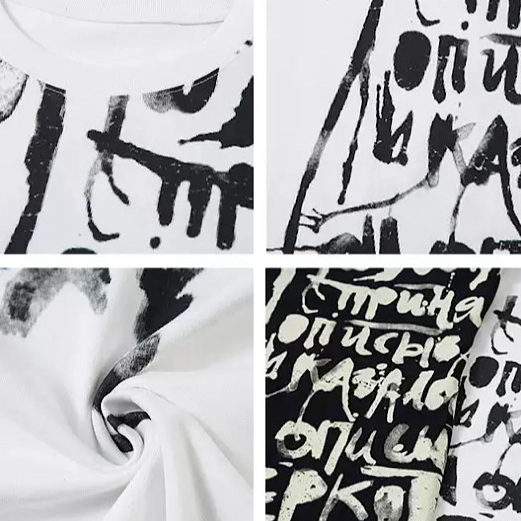 【K787】Initial rot design painted monotone short sleeve T-shirt  KL0010