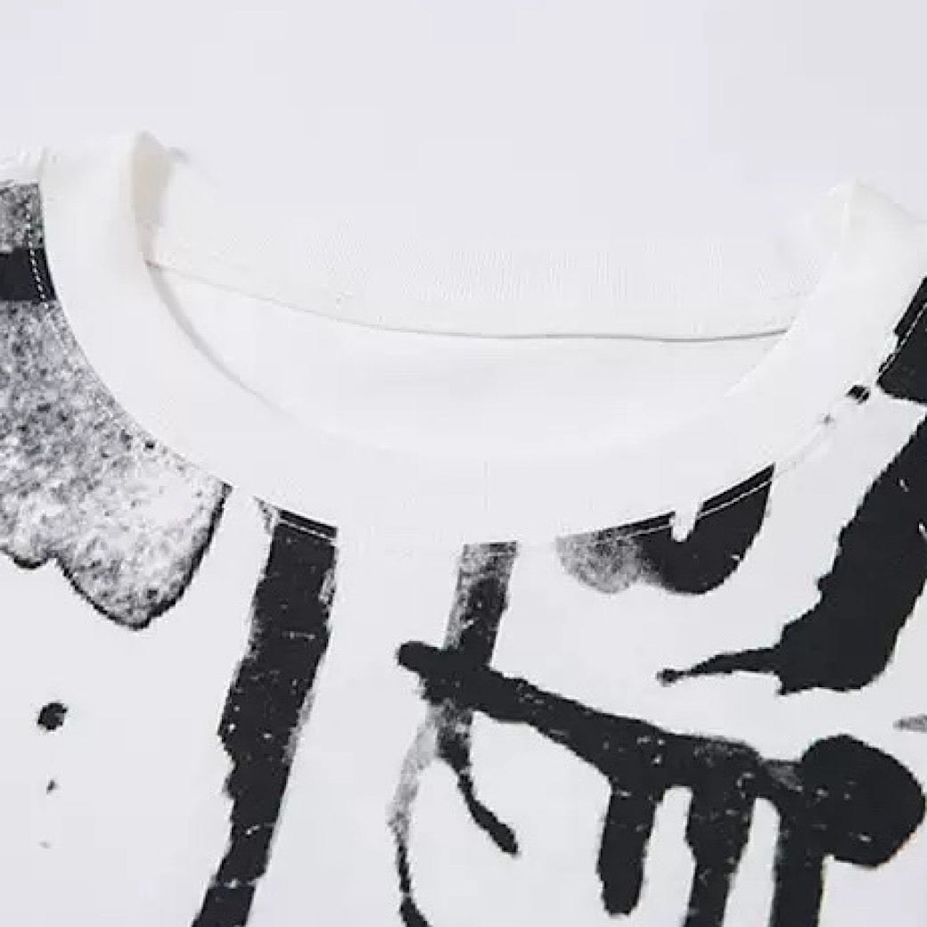 【K787】Initial rot design painted monotone short sleeve T-shirt  KL0010