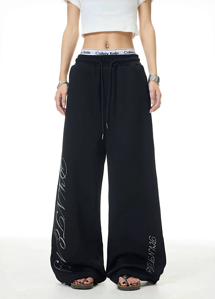 【XPXME】Double Initial Design Casual Street Wide Sweatpants  XP0012