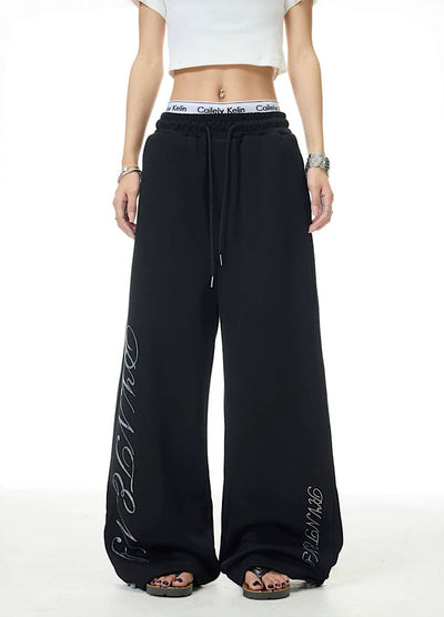 【XPXME】Double Initial Design Casual Street Wide Sweatpants  XP0012
