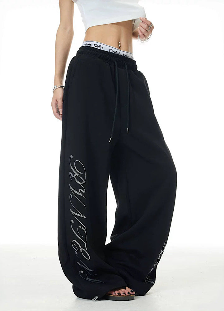 【XPXME】Double Initial Design Casual Street Wide Sweatpants  XP0012