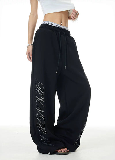 【XPXME】Double Initial Design Casual Street Wide Sweatpants  XP0012