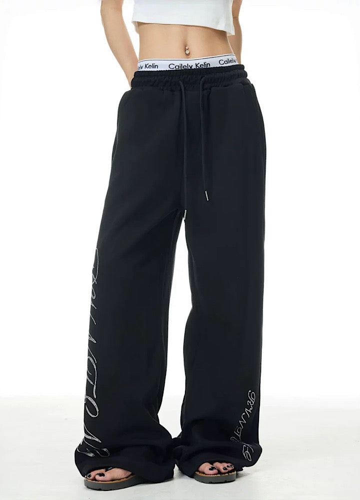 【XPXME】Double Initial Design Casual Street Wide Sweatpants  XP0012