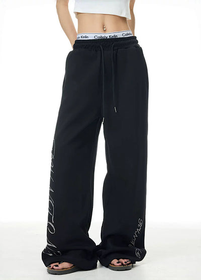 【XPXME】Double Initial Design Casual Street Wide Sweatpants  XP0012