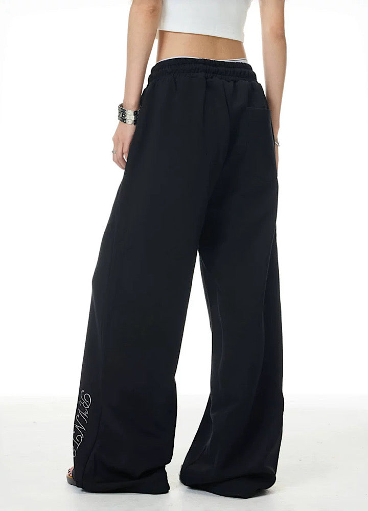 【XPXME】Double Initial Design Casual Street Wide Sweatpants  XP0012