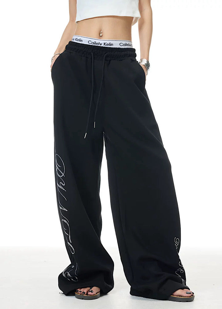 【XPXME】Double Initial Design Casual Street Wide Sweatpants  XP0012