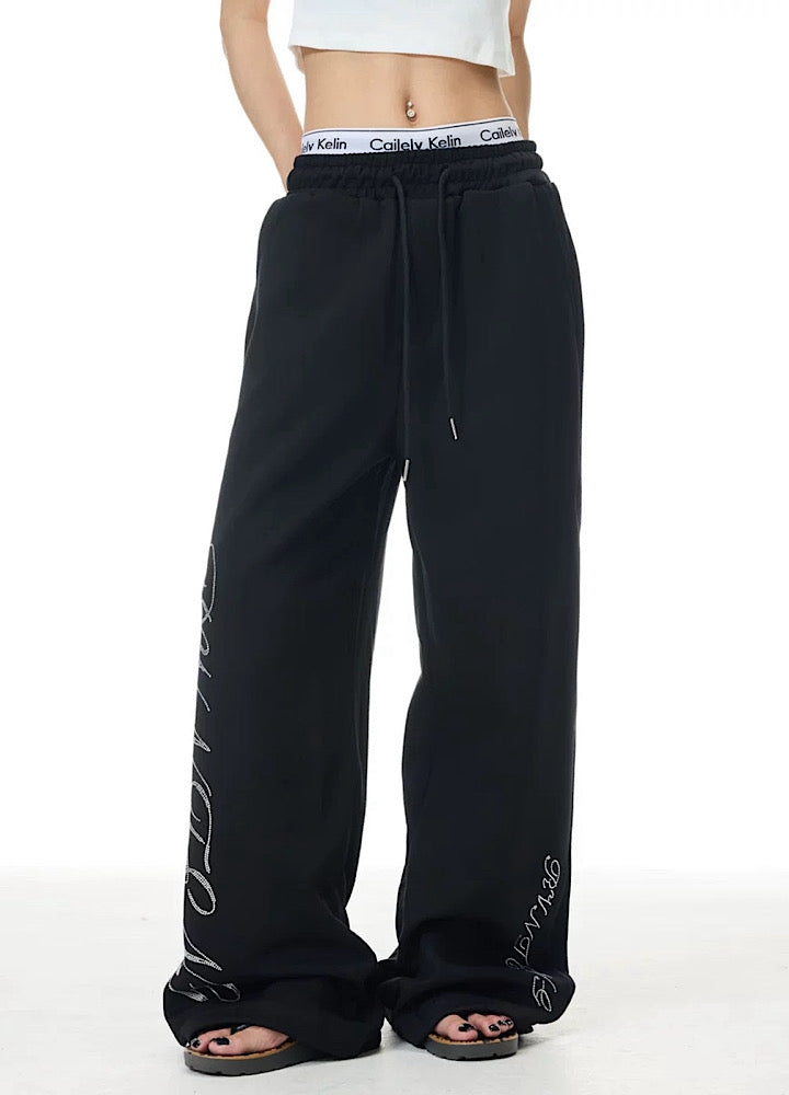 【XPXME】Double Initial Design Casual Street Wide Sweatpants  XP0012