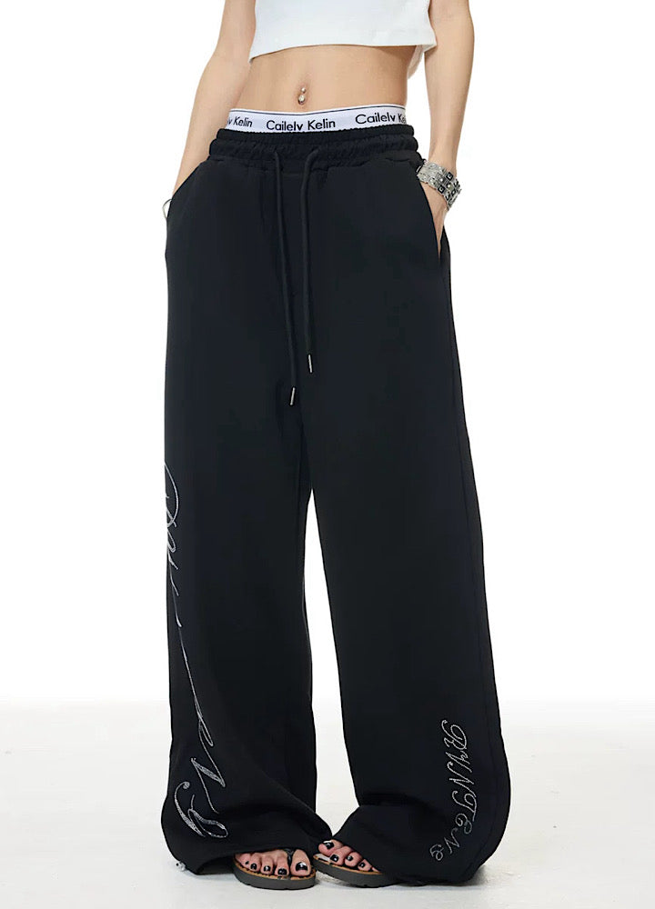 【XPXME】Double Initial Design Casual Street Wide Sweatpants  XP0012