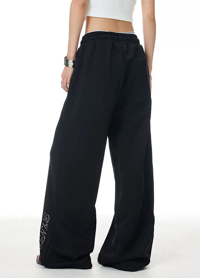【XPXME】Double Initial Design Casual Street Wide Sweatpants  XP0012