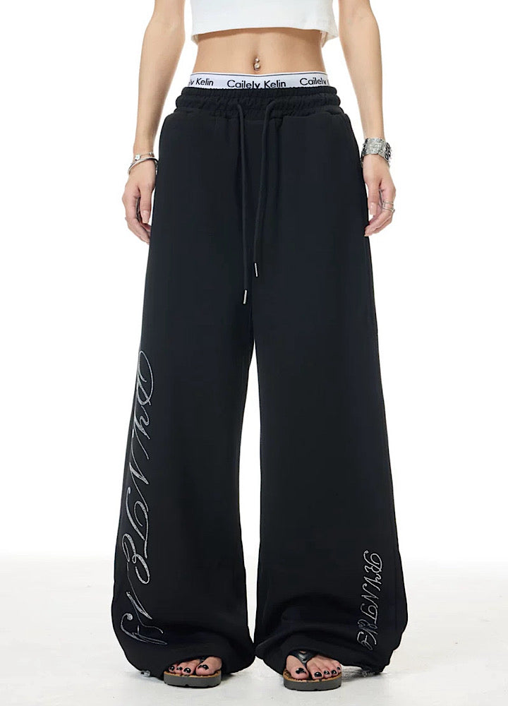 【XPXME】Double Initial Design Casual Street Wide Sweatpants  XP0012