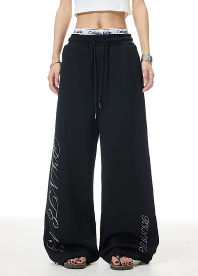 【XPXME】Double Initial Design Casual Street Wide Sweatpants  XP0012