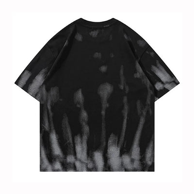 【XPXME】Overall washed front initial over short sleeve T-shirt  XP0013