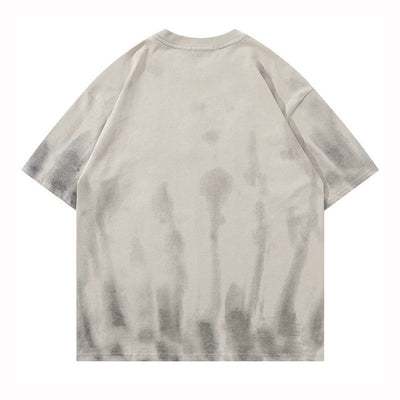 【XPXME】Overall washed front initial over short sleeve T-shirt  XP0013