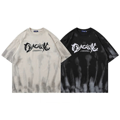 【XPXME】Overall washed front initial over short sleeve T-shirt  XP0013
