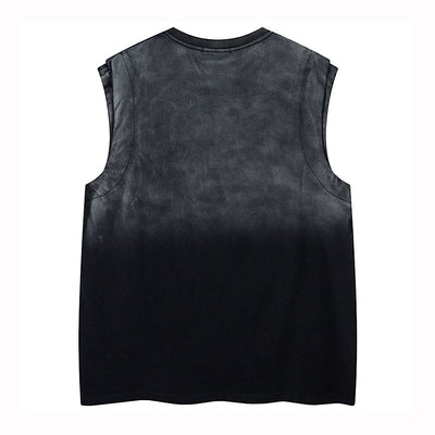【XPXME】Washed double silver stitch design collar sleeveless  XP0014