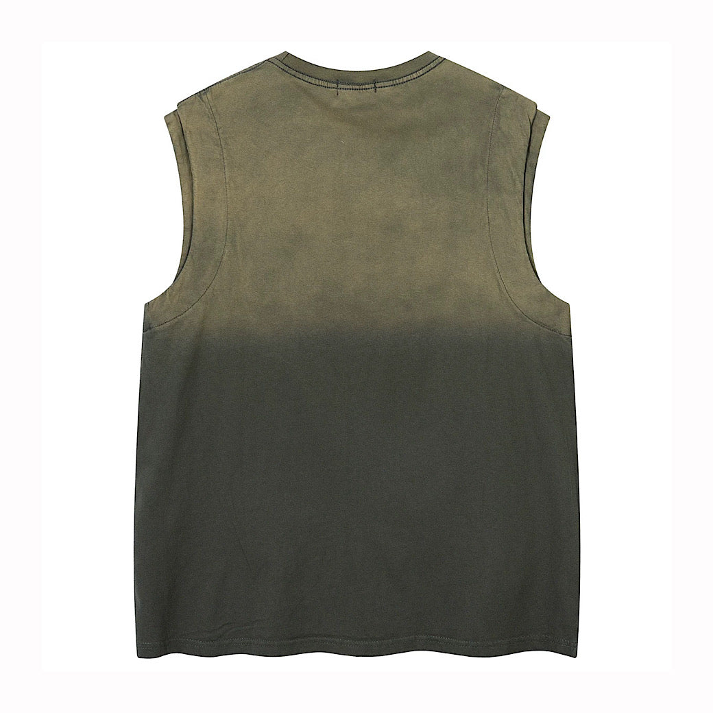 【XPXME】Washed double silver stitch design collar sleeveless  XP0014