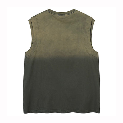 【XPXME】Washed double silver stitch design collar sleeveless  XP0014