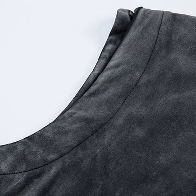 【XPXME】Washed double silver stitch design collar sleeveless  XP0014