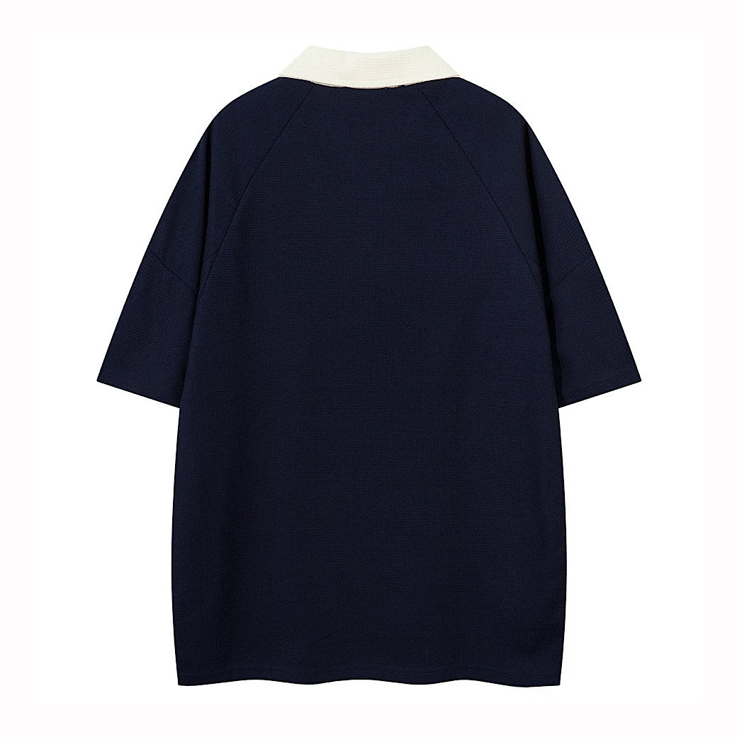 【XPXME】Front vintage star design short sleeve polo shirt  XP0015